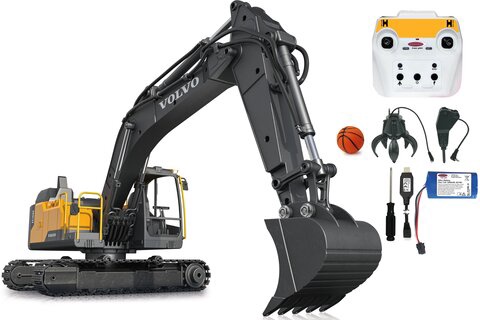 Excavadora Radio Control Volvo EC160E Metal 1:16 con Cubo y Martillo Neumatico 2,4GHz